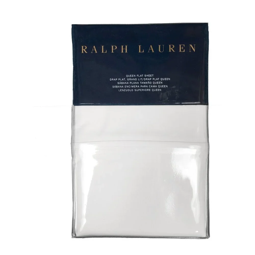 NEW $115 Ralph Lauren Cotton Percale Sheet! Flat Sheet  Queen or Full  White